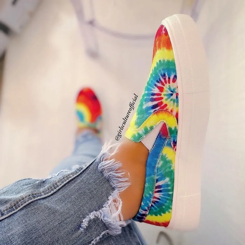 Rainbow Tie Dye Tennis Sneakers